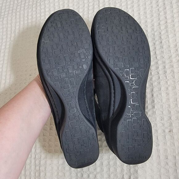 Dansko Lulu Mary Jane Ankle Strap Low Wedge Black Leather Shoes Size 41‎ 10.5-11 - Picture 12 of 16